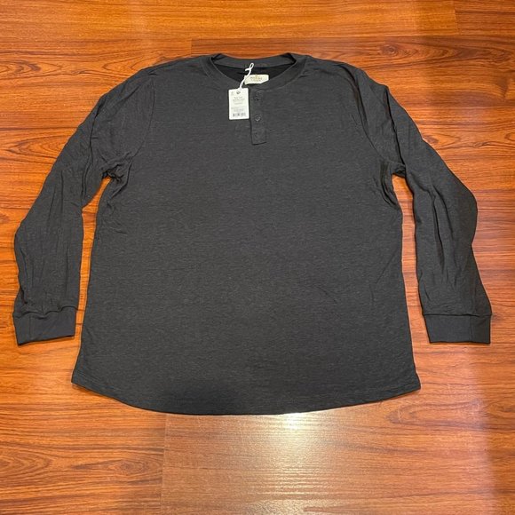 NWT MARINE LAYER LONG SLEEVE DK HENLEY FADED BLACK T-SHIRT SZ LARGE L - Picture 2 of 6